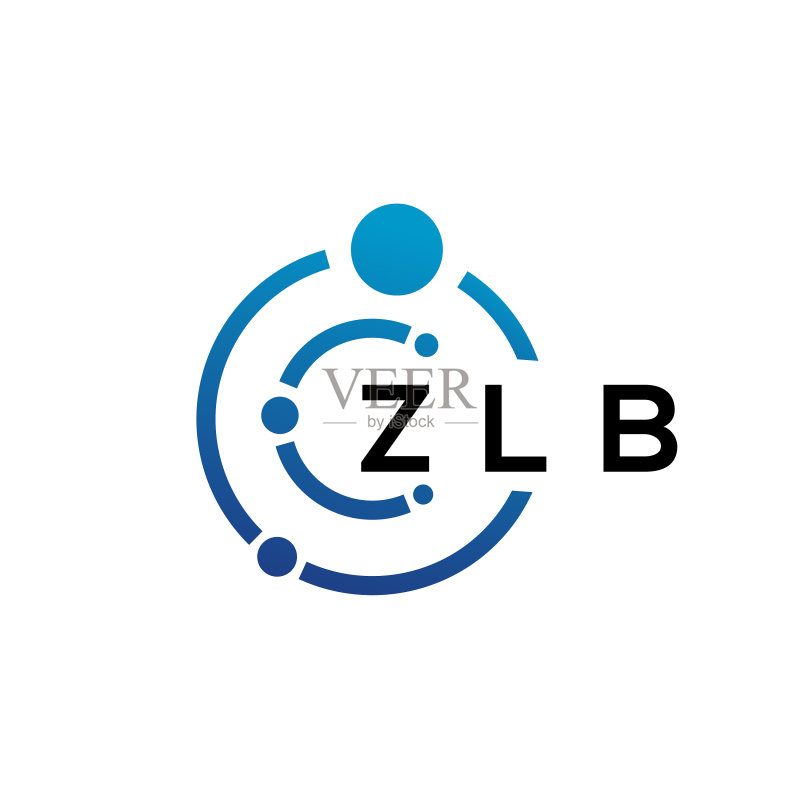 白色背景上的ZLB字母科技标志设计图标素材