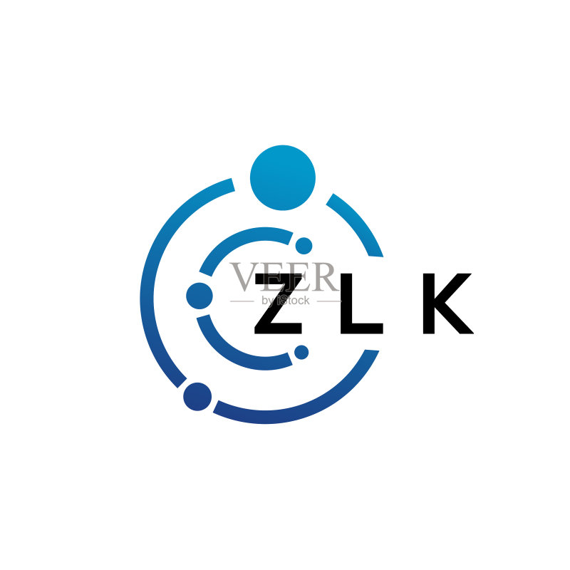 白色背景上的ZLK字母科技标志设计图标素材