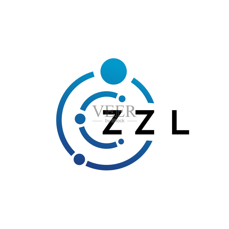 白色背景上的ZZL字母技术Logo设计图标素材