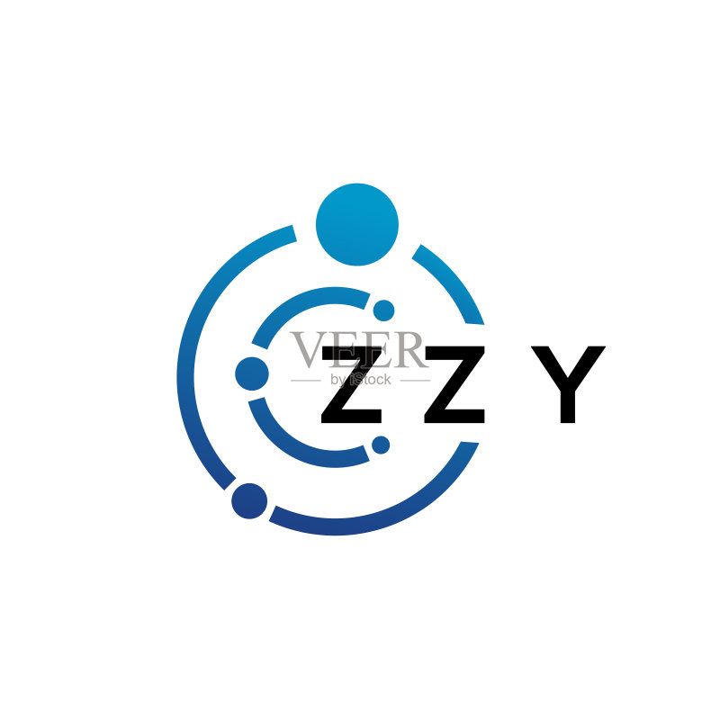 白色背景上的ZZY字母科技标志设计图标素材
