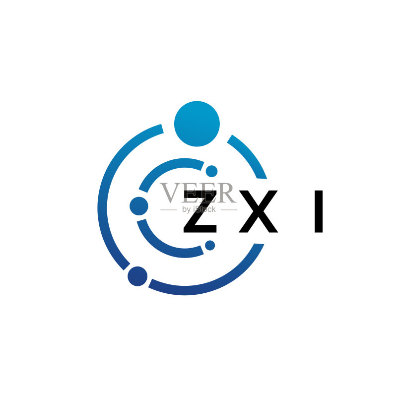 白色背景上的ZXI字母科技Logo设计图标素材