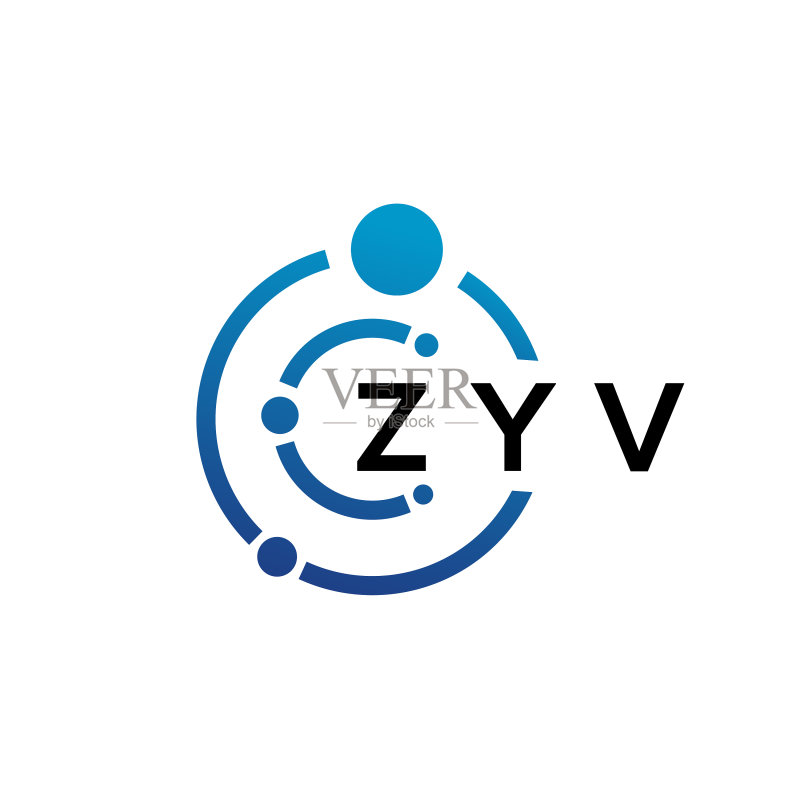 白色背景上的ZYV字母科技标志设计图标素材