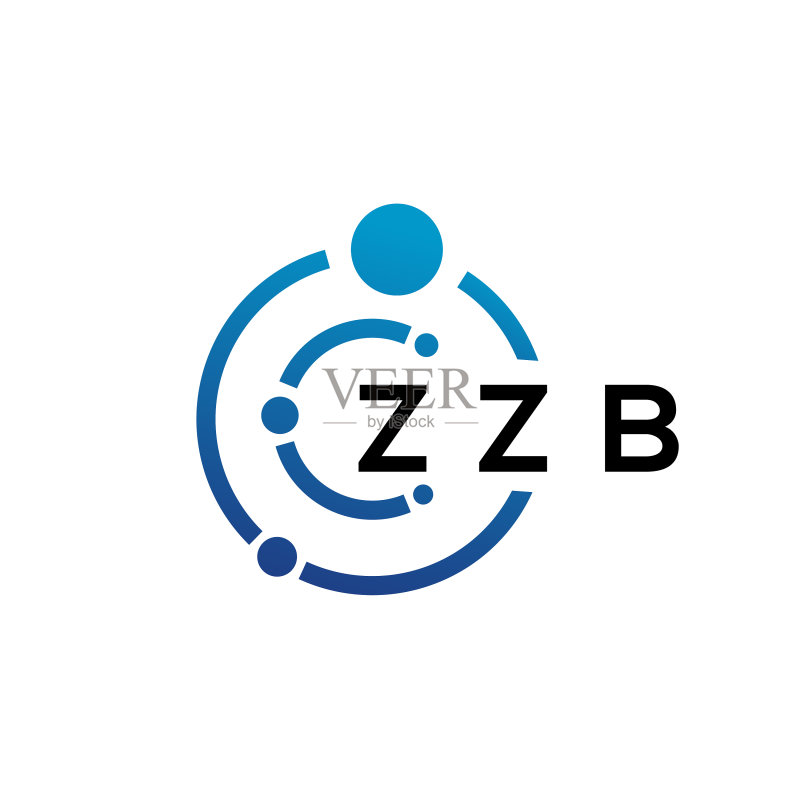 白色背景上的ZZB字母科技标志设计图标素材