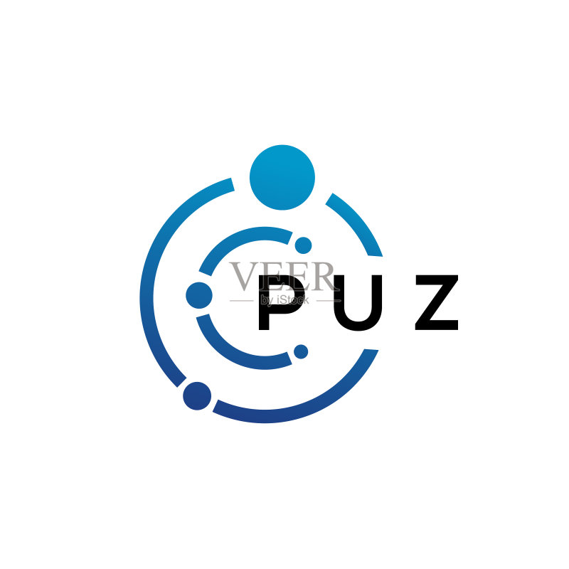 白色背景上的PUZ字母科技标志设计图标素材