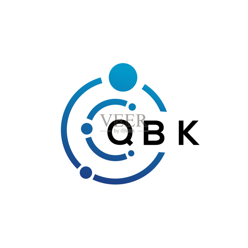 白色背景上的QBK字母科技Logo设计图标素材