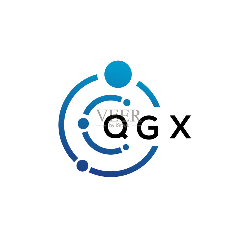 白色背景上的qgx字母科技logo设计图标素材
