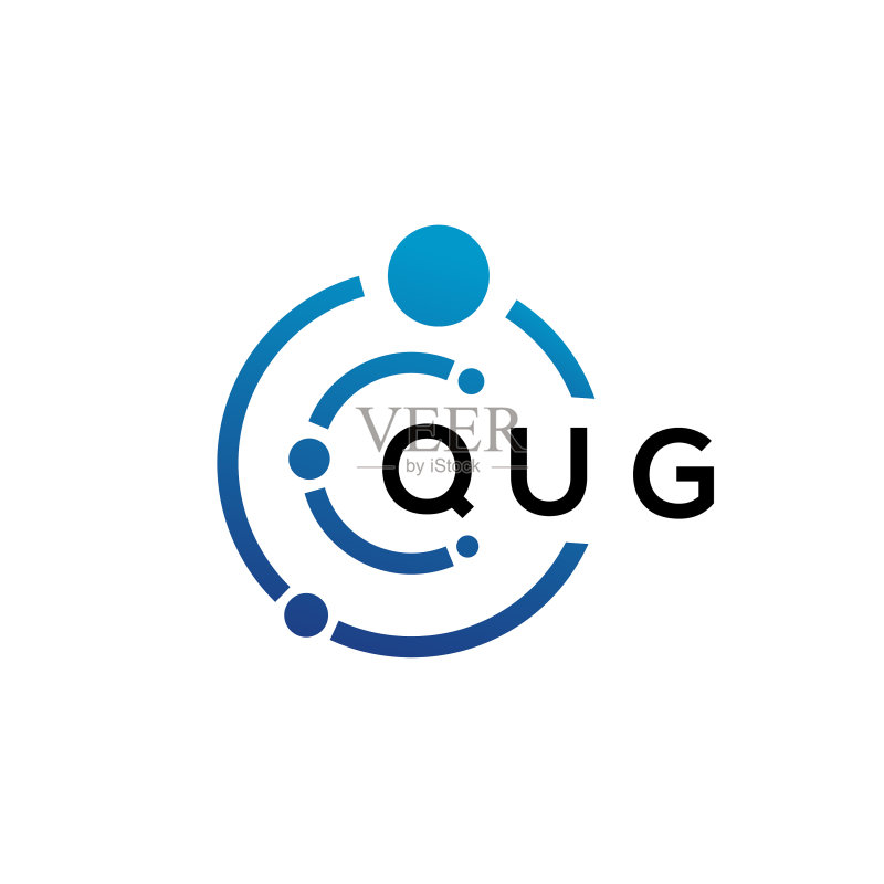 白色背景上的QUG字母科技标志设计图标素材