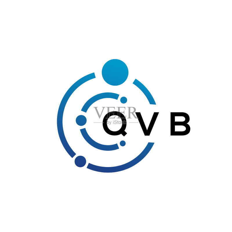 白色背景上的QVB字母科技logo设计图标素材