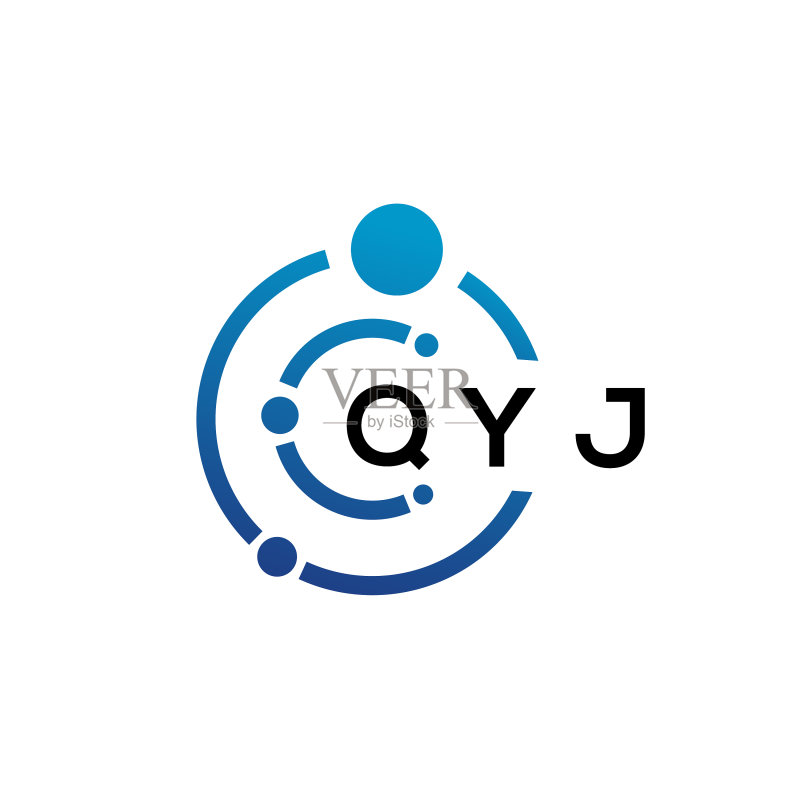 白色背景上的QYJ字母科技logo设计图标素材
