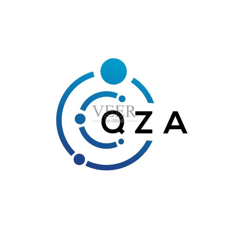 白色背景上的QZA字母科技标志设计图标素材