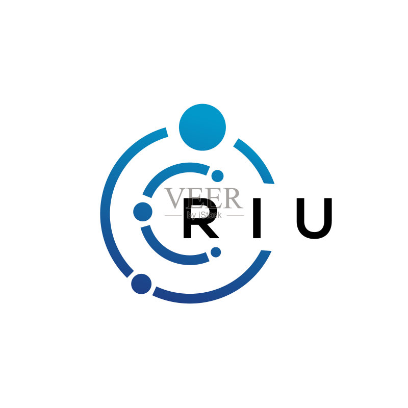 白色背景上的RIU字母技术Logo设计图标素材