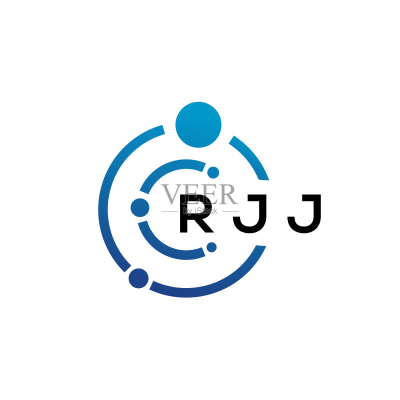 白色背景上的rjj字母科技logo设计图标素材
