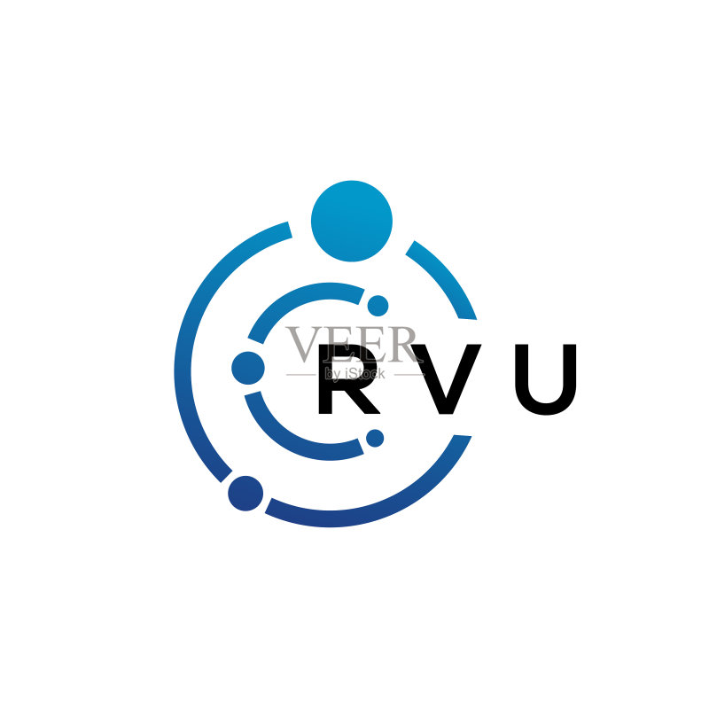 白色背景上的RVU字母科技logo设计图标素材