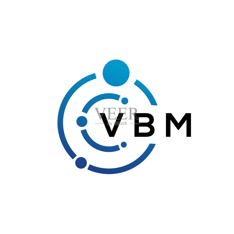 白色背景上的VBM字母科技标志设计图标素材