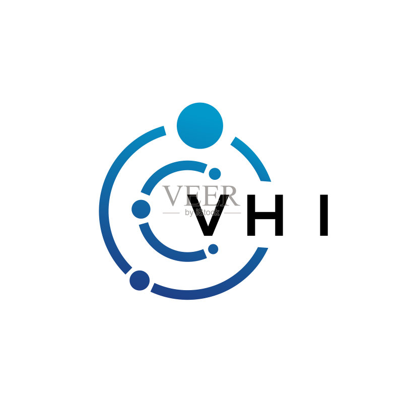 白色背景上的VHI字母科技Logo设计图标素材