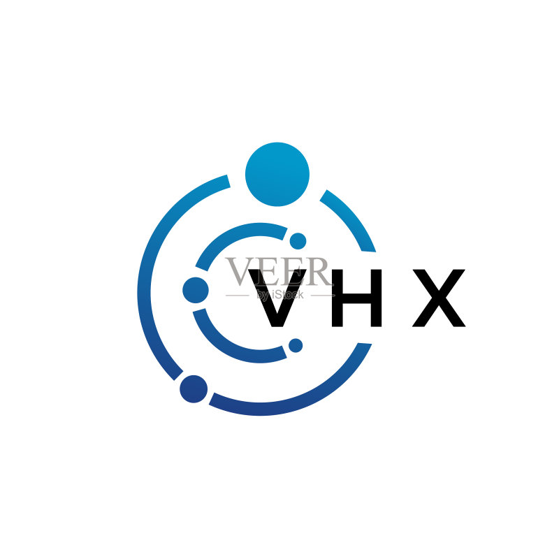 白色背景上的VHX字母科技标志设计图标素材