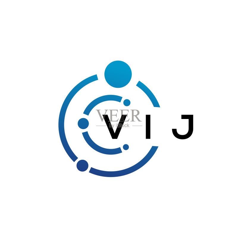 白色背景上的VIJ字母科技logo设计图标素材