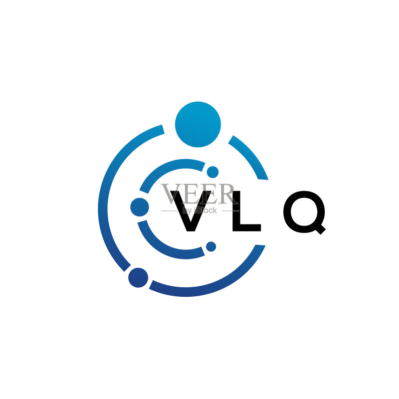 白色背景上的VLQ字母技术Logo设计图标素材