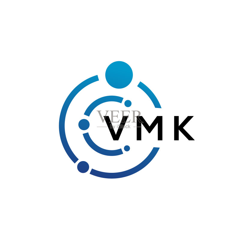 白色背景上的VMK字母科技标志设计图标素材