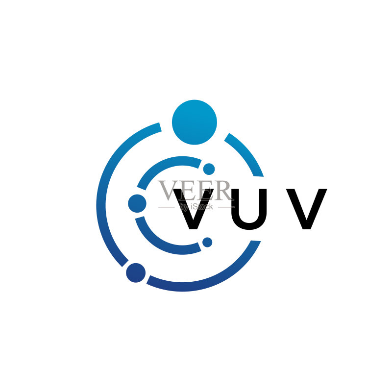 白色背景上的VUV字母科技标志设计图标素材
