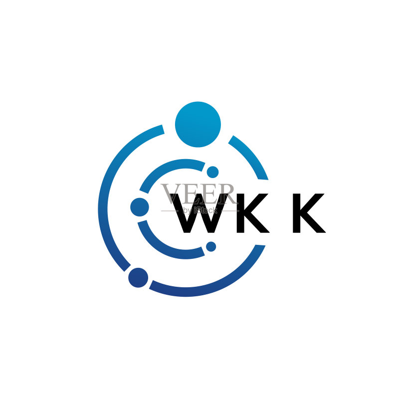 白色背景上的WKK字母科技标志设计图标素材