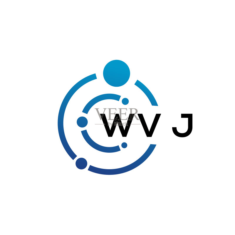 白色背景上的WVJ字母科技标志设计图标素材