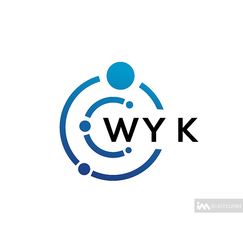 白色背景上的WYK字母科技标志设计图标素材