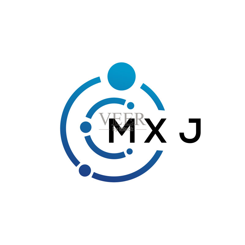 白色背景的MXJ字母科技标志设计图标素材
