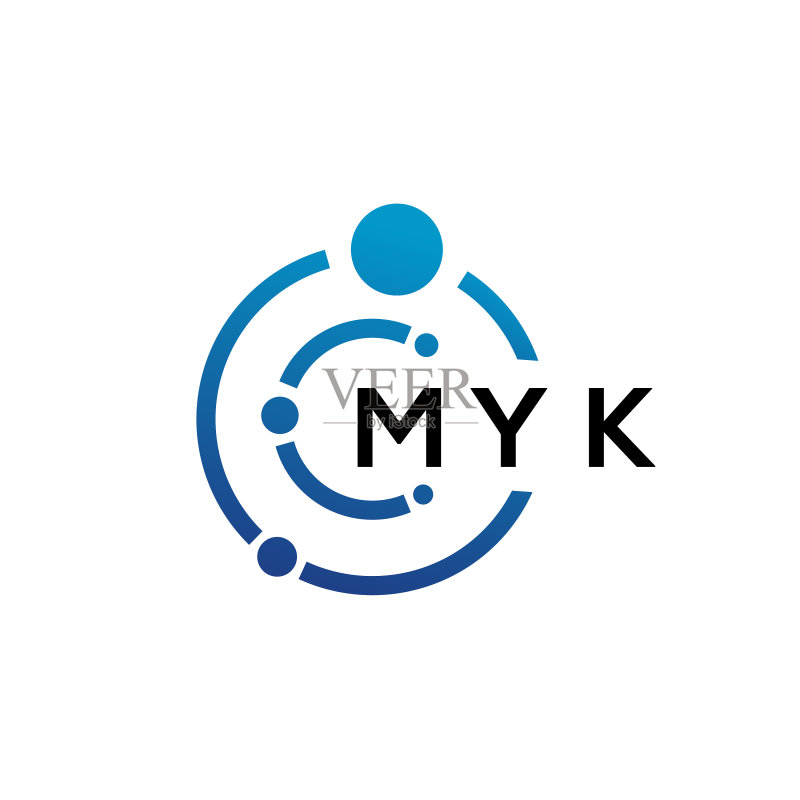 白色背景上的MYK字母科技标志设计图标素材