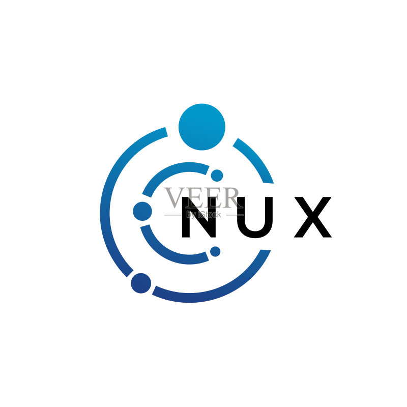白色背景上的NUX字母科技Logo设计图标素材