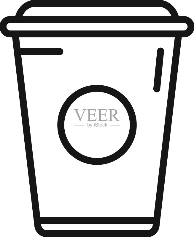 卡通咖啡杯环保袋轮廓图标图标素材