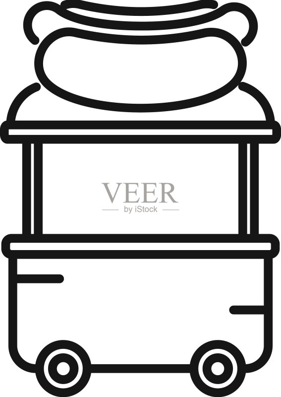热狗市场手推车轮廓图标图标素材