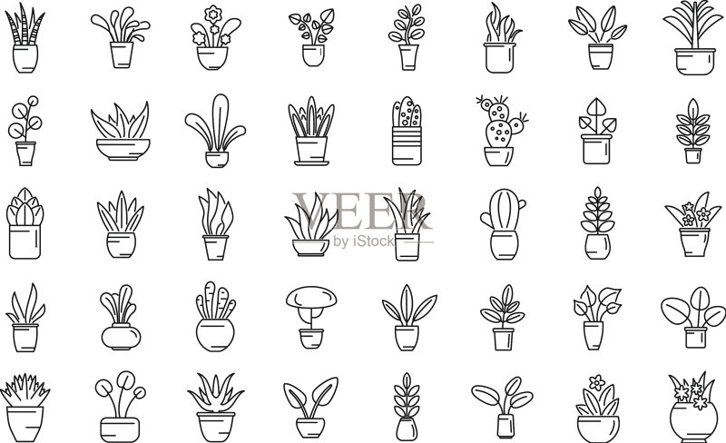 植物图标轮廓图标素材