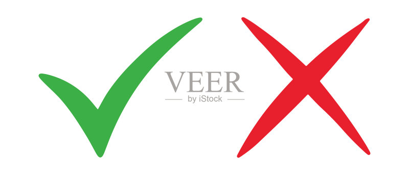 手绘绿色对勾和红色叉号,正确和错误图标矢量图图标素材