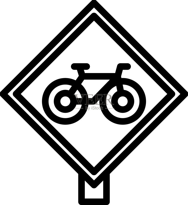 自行车租赁道路标志图标轮廓图标素材