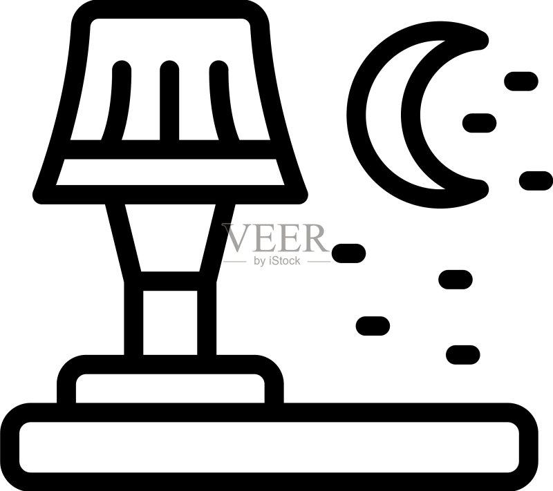 夜灯图标轮廓,睡眠障碍图标素材