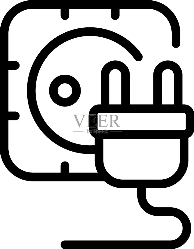 瓷砖地板上的电插头图标轮廓图标素材