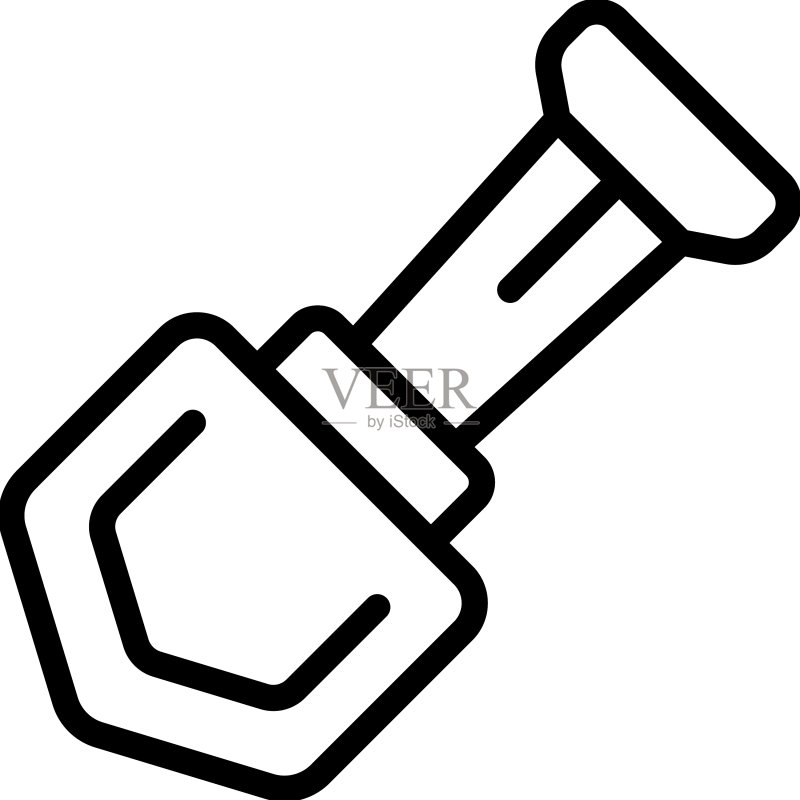 金色石头描边矿铲图标图标素材