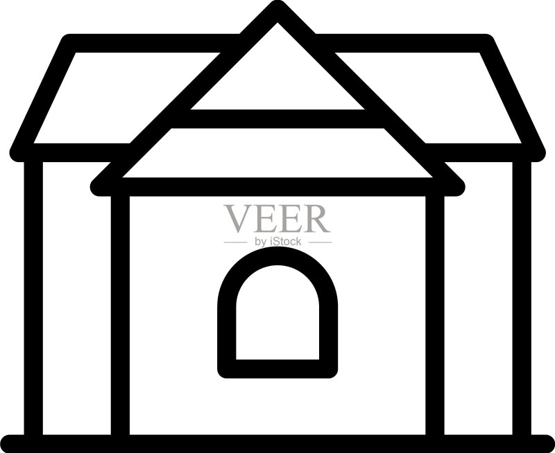 黑山房屋图标轮廓地图之旅图标素材