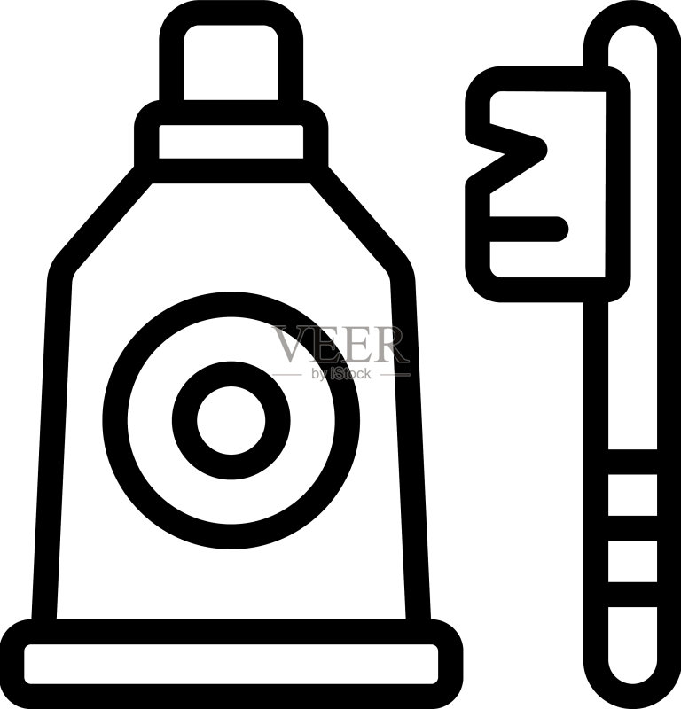 牙科护理牙膏图标牙齿轮廓图标素材