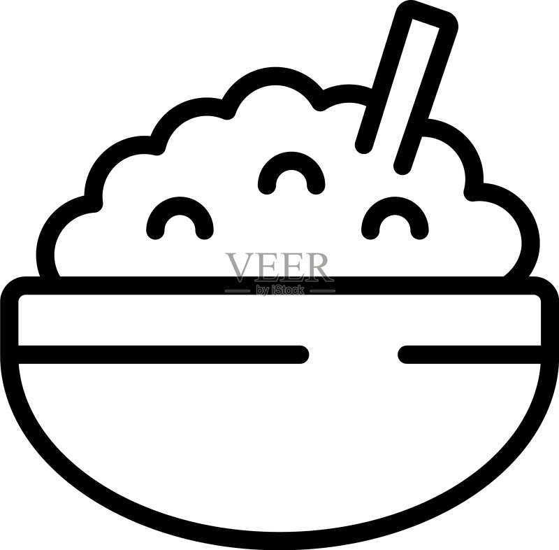 亚洲寿司米饭碗轮廓图标图标素材