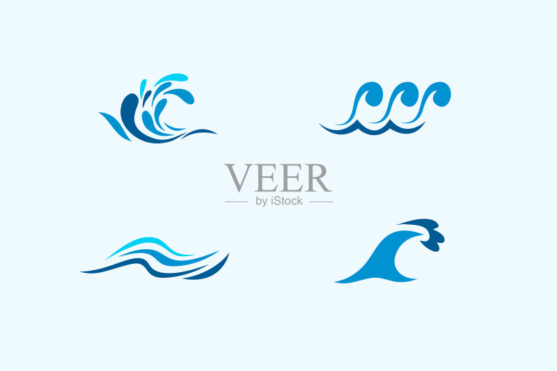 海浪水波简约元素设计logo图标素材