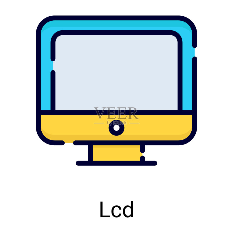 白色背景上的LCD屏幕彩色线条图标图标素材