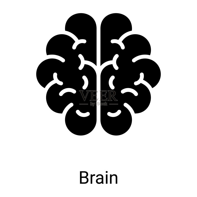 白色背景上的脑部思维标志符号图标素材