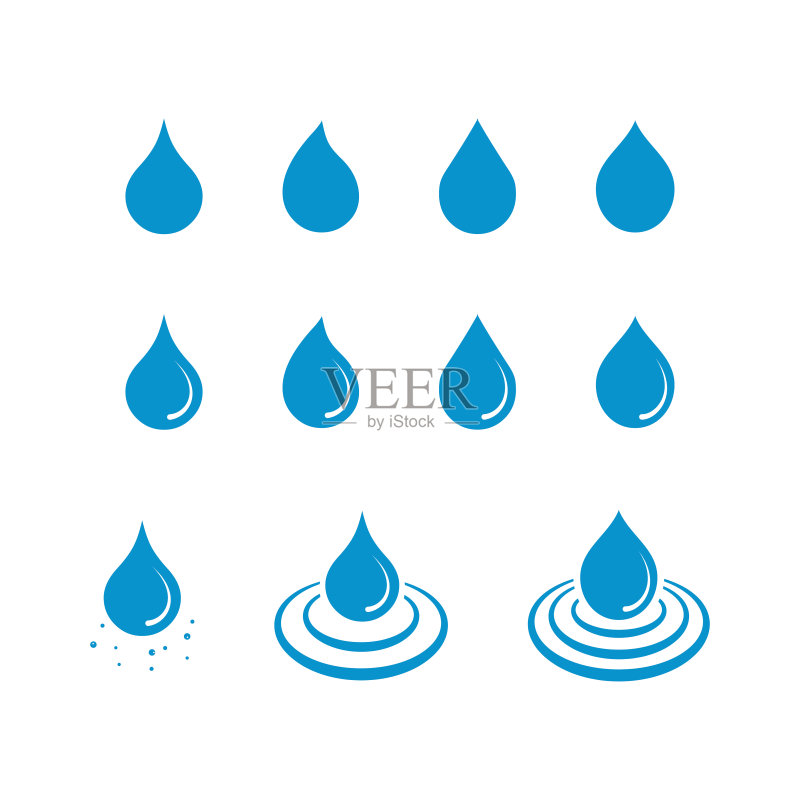 矢量扁平水滴雨滴符号图标素材