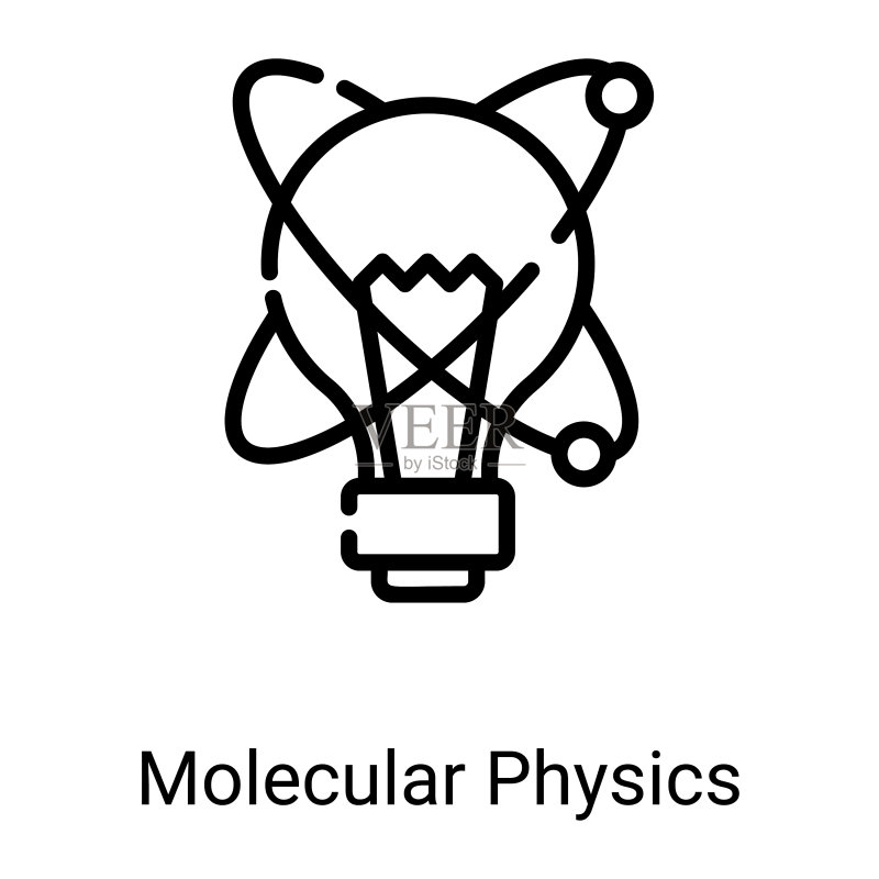 白色背景上的分子物理线性图标图标素材