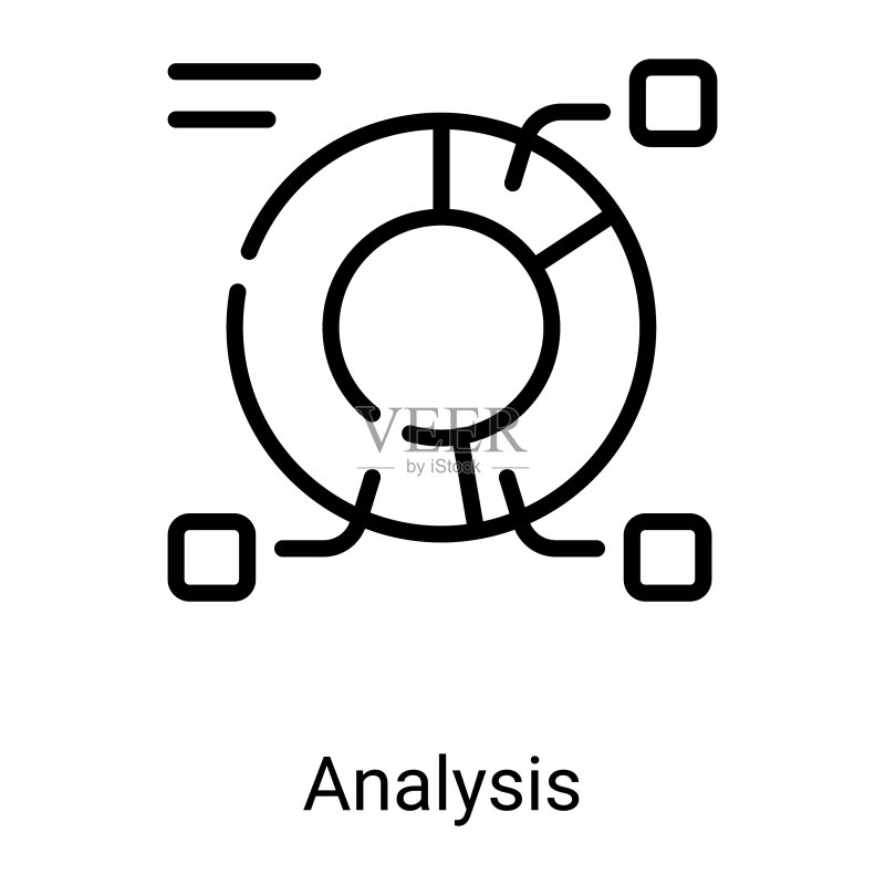 白色背景上的数据分析线性图标图标素材