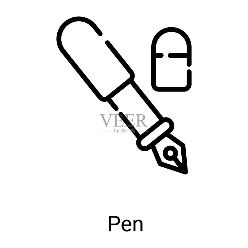 白色背景上的钢笔线条图标图标素材