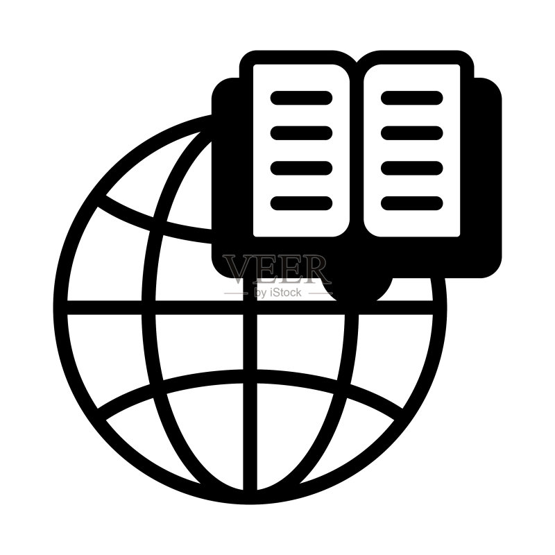 白色背景上的全球学习图标图标素材