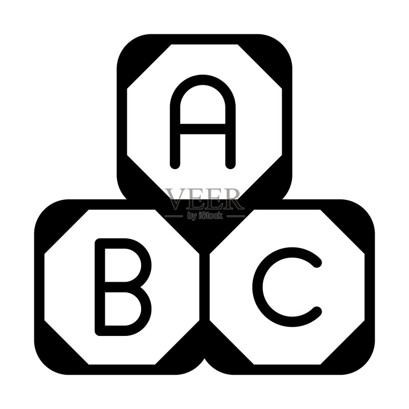 白色背景上的ABC字母积木图标图标素材